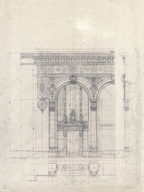 Palace Design, Architectural Drafting, Antiques Repurposed, Architecture Antique, Paris Opera House, Neo Baroque, Elevation Drawing, Architecture Elevation, Plans Architecture