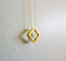 Diamond Necklace Simple, Gold Moon Necklace, Gold Necklace Simple, Square Necklace, Solitaire Pendant Necklace, Simple Diamonds, Jewellery Necklace, Necklace Diamond, Gold Charm Necklace