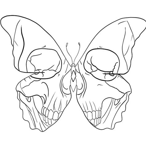 Butterfly Skull Tattoo Stencil, Tattoo Butterfly Stencil, Tattoo Stencil Outline Butterfly, Tattoo Outline Drawing Stencil Design Skull, Skull Tattoo Design Outline, Skull Butterfly Drawing, Butterfly Tattoo Stencil Design, Skull Outline Drawing, Butterfly Stencil Tattoo