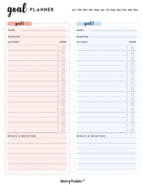 Achieve all your dreams and aspirations with our printable goal planner templates. Our collection of designs and styles make it easy to create a goal planner that works for you and your goals. Our goal planners are designed to help you stay organized and motivated, so that you can make the most out of your goals and dreams. Printable and easily customizable, our goal planner templates can help take you to the next level in achieving success. Goal Printable Free, Goal Planner Ideas, Goal Planner Free, Digital Bujo, Life Goal Planner, Daily Schedules, Journal Tracker, Organization Planner, Goals Printable