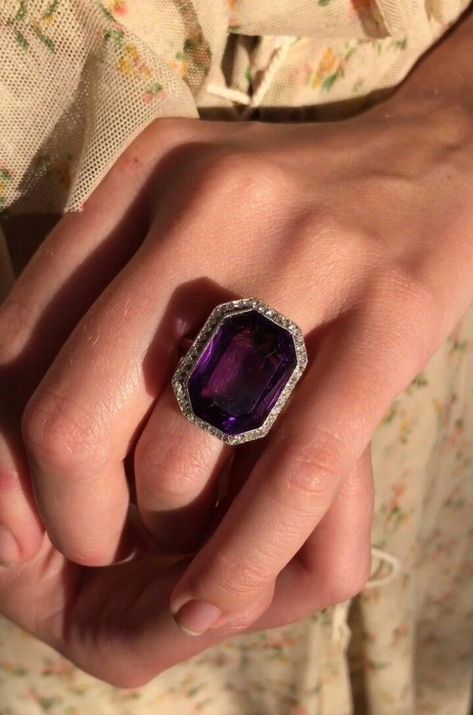 Rare Rings, Amethyst Jewelry Ring, Dinner Ring, Big Ring, Vintage Engagement Rings Unique, Edwardian Jewelry, Diamond Cocktail Ring, Diamond Cocktail Rings, Amethyst Jewelry