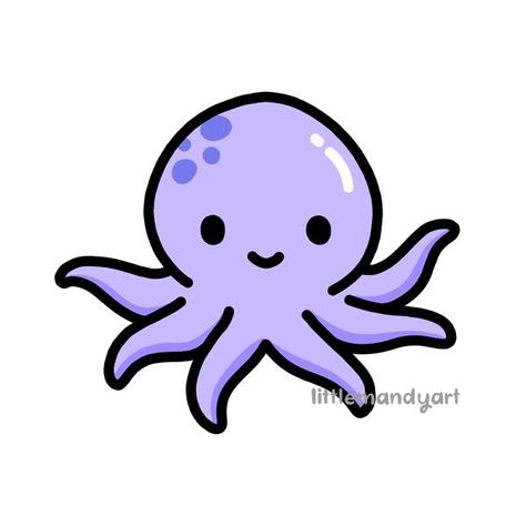 Easy Octopus Drawing, Octopus Sticker, Cute Animal Stickers, Purple Octopus, Octopus Drawing, Animal Outline, Cute Easy Doodles, Cute Octopus, Animal Doodles