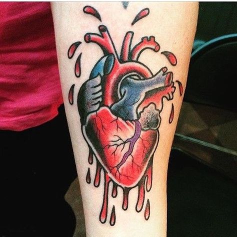 Traditional Anatomical Heart Tattoo, Human Heart Tattoo, Traditional Heart Tattoos, Hp Tattoo, Son Tattoo, Anatomical Heart Tattoo, Heart Tattoos, Crow Tattoo, Pin Up Tattoos