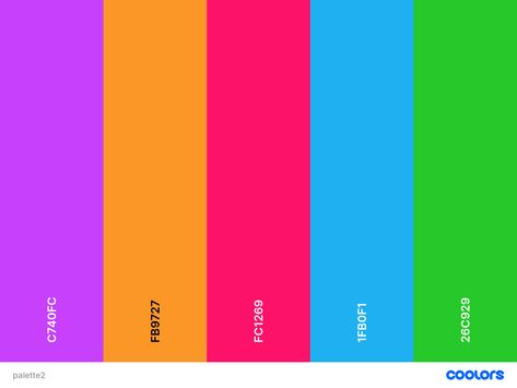 Color palette for website design and branding. Psychedelic inspiration, bright and approachable. Trippy Color Palette, Color Palette For Website, Art 2024, Color Pallete, Color Rush, Illustration Ideas, Ap Art, Color Combo, Color Pallets