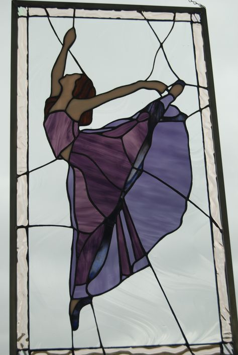 Stained Glass Ladies Patterns, Stained Glass Art Ideas, Stained Glass People, Glass Painting Patterns, Dancer Painting, Stained Glass Quilt, Glass Paintings, Glass Painting Designs, Glass Mosaic Art