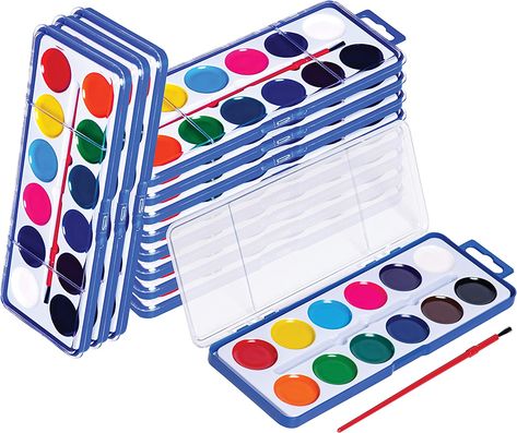 Amazon.com: Watercolor Paint Set for Kids - Bulk Set of 12 - Washable Paints in 12 Colors - Perfect for Home, School and Party- Paintbrush Included : Toys & Games Art School Supplies, Home Classroom, Packing Kids, Kids Watercolor, Watercolor Paint Set, Washable Paint, Kids Water, Color Paint, Kids Set