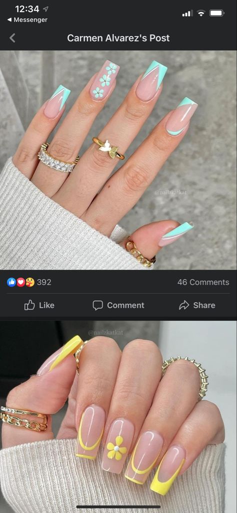 Spring Break Nails, Simple Spring Nails, April Nails, Spring Acrylic Nails, Square Nail Designs, Broken Nails, Cute Spring Nails, May Nails, Simple Acrylic Nails