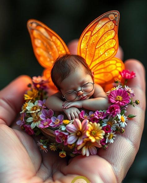 Capturing the essence of innocence and enchantment in one tender moment. A fairy baby sleeps peacefully among vibrant blooms, dreams woven in delicate wings ❤️❤️❤️💋❤️❤️❤️ Fairy Baby, Fairy Pictures, Butterfly Clip Art, Baby Fairy, Cute Fairy, Polymer Clay Miniatures, Clay Miniatures, Fairy Art, Baby Angel