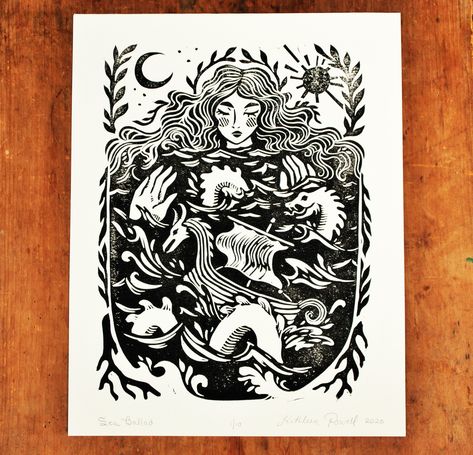 Folk Art Linocut, Linocut Tattoo Design, Folk Linocut, Nordic Art Vikings, Block Print Tattoo, Block Printing Ideas Design, Lino Art Ideas, Linocut Art Ideas, Block Printing Ideas