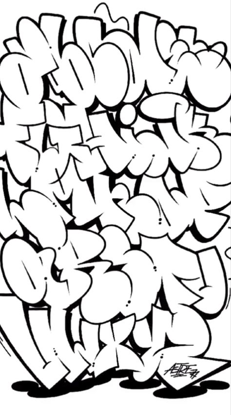 Throwie Alphabet, Chicano Tattoos Lettering, Font Graffiti, Music Graffiti, Alphabet Graffiti, Graffiti Names, Girly Graphics, Graffiti Lettering Alphabet, Graffiti Art Letters