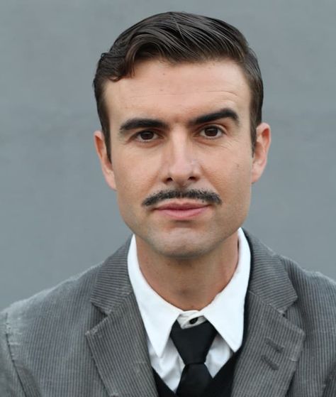 28 Classy 1950s Hairstyles for Men To Consider in 2023 Pencil Moustache, Mens Mustache, 1950s Mens Hairstyles, Man With Moustache, Pencil Mustache, Thick Mustaches, Mustache Grooming, Moustache Style, Neck Beard