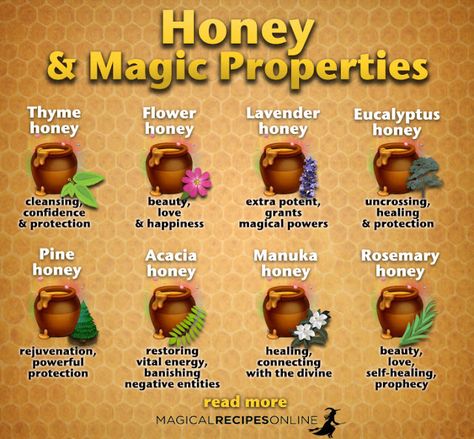 Honey Magical Properties, Spells, Rituals - Magical Recipes Online Kitchen Witch Recipes, Magickal Herbs, Magic Herbs, Kitchen Witchery, Lavender Honey, Magical Herbs, Witchcraft Spell Books, Herbal Magic, Healing Herbs