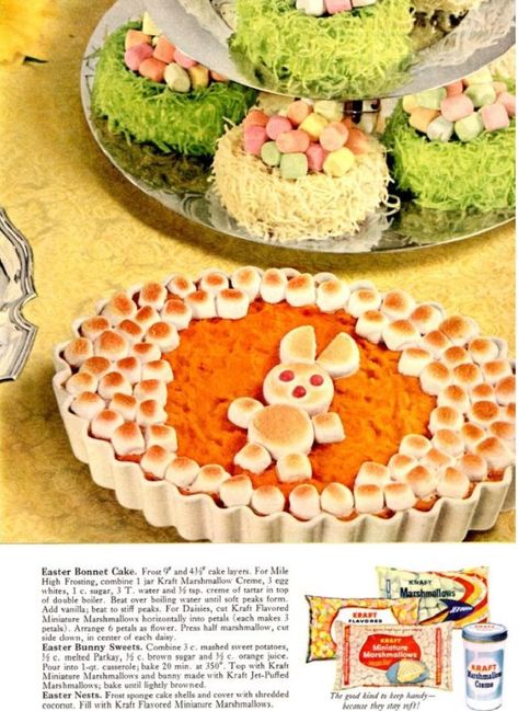 Spring Potluck, Making Marshmallows, Lamb Cake, Brand Ads, Easter Foods, Retro Desserts, Vintage Food Ads, How To Make Marshmallows, Yellow Basket