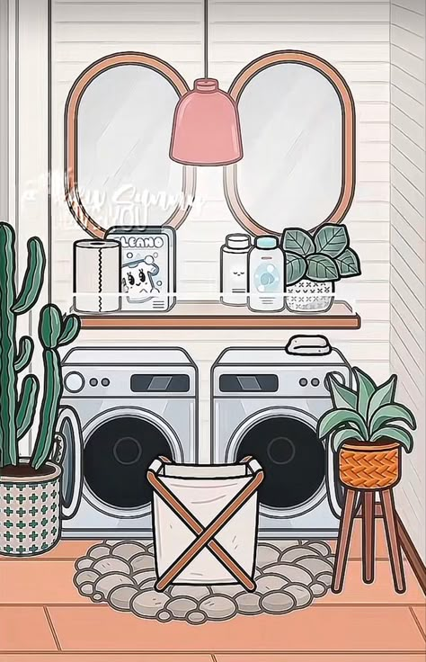 Aesthetic Toca Boca Fall House, Tocaboca Laundry Room, Toca Boca Chill Room Ideas, Toca Boca Modern Mansion Front Door, Toca Boca House Ideas Modern Mansion Laundry Room, Toca Boca House Ideas Laundry Room, Toca Boca Washing Room Ideas, Porch Toca Boca, Toca Boca Laundry Ideas