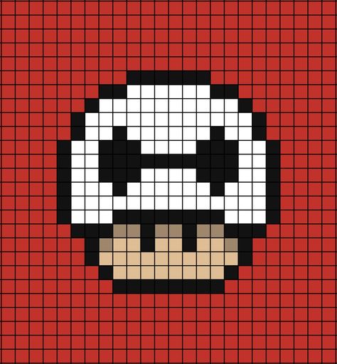 A pixel art template of a Mario mushroom themed as Bay-max from Disney's Big Hero 6. Mario Mushroom Pixel Art, Big Pixel Art, Pixel Art Mushroom, Mushroom Pixel Art, Pixlr Art, Mushroom Pixel, Bay Max, Tiny Cross Stitch, Easy Pixel Art