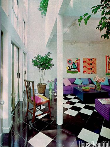 Popular designs by Memphis Milano inspired bright looks and bold geometric patterns. Rooms with neon colors and abstract art were the norm in the 1980s, such as in this Houston condominium from our September 1980 issue.   - HouseBeautiful.com 1980s Interior Design, 1980s Interior, 1980s Decor, 80s Interior Design, 80s Interior, 80s Decor, Retro Interior Design, 1980s Design, Vintage Interior Design