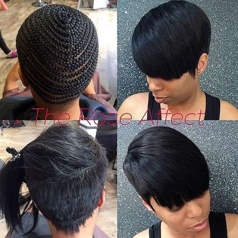 3,188 Likes, 61 Comments - VoiceOfHair (Stylists/Styles) (@voiceofhair) on Instagram: “STYLIST FEATURE| Love this pixie transformation ✂️ ❤️ By @the_rose_affect "I DON'T USE 27 PIECE (or…” Quick Weave Short Hairstyles, Short 27 Piece Hairstyles, Short Sew In Hairstyles, 27 Piece Quick Weave, Short Sew In, 27 Piece Hairstyles, Short Quick Weave, Long Weave Hairstyles, Quick Weaves