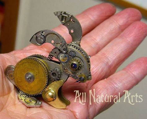 Steampunk bunny Repurposing Books, Steampunk Kunst, Recycled Watch, Steampunk Animals, Hantverk Diy, Futurisme Retro, Old Watch, Arte Steampunk, Art Steampunk