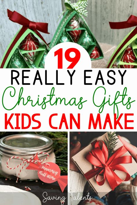 We've rounded up 19 easy Christmas gifts kids can make. Lots of homemade holiday gift ideas for children! Christmas Gifts Kids Can Make, Christmas Gifts Easy, Gifts Kids Can Make, Christmas Gift Ideas For Kids, Diy Christmas Gifts For Kids, Easy Homemade Christmas Gifts, Christmas Presents For Kids, Homemade Holiday Gifts, Inexpensive Christmas Gifts