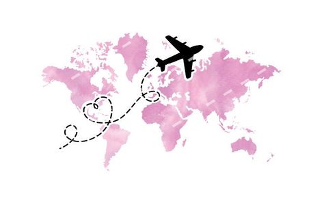 Airplane Png, Pink World Map, Pink Globe, Earth Png, Travel Png, Travel Baggage, Line Png, Digital Sales, Earth Map