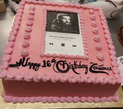 Birthday Cake Women, Cake Women, Cake Song, Drake Cake, Bday Photoshoot, Sheet Cake Designs, Party Planning Checklist, Song Ideas, Sweet 16 Birthday Cake