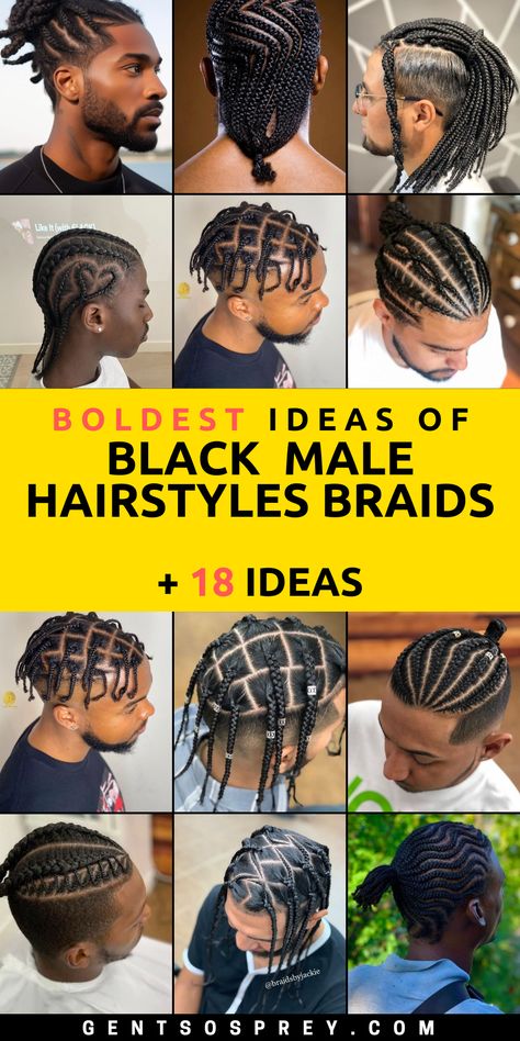 Stay ahead of the style curve in 2024 with our handpicked selection of 18 Dynamic Black Male Hairstyles Braids. These braided looks, ranging from short to long, and fade to 4c styles, are the epitome of contemporary men's hair fashion. Braids aren't just a hairstyle; they're an embodiment of your confidence and personal style. Explore our diverse range of braided options and let your hair speak volumes about your unique personality. Male Hairstyles Braids, Black Male Braids Hairstyles, Black Male Braids, Black Male Hairstyles, Braid Designs For Men, Boy Box Braids, Male Braids Hairstyles, Brazilian Wool Hairstyles, Male Braids