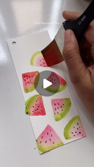 Watercolour|gouache artist on Instagram: "Easy fruit bookmark idea❤️🍉 DM to buy❤️ Original idea!!give credit if you repost or recreate❤️ #bookmark #fruitmark #fruitbookmark #diybookmark #bookmarks #diy #watercolours #watercolourpainting #painting #easypainting #easypaintingideas #tutorial #watercolourstudy #watercolourstutorial #watercolourart #bookmarkart #aesthetic #ａｅｓｔｈｅｔｉｃ #aestheticideas #watermelon #watermelonpainting  watermelon idea ,aesthetic,bookmark,fruit bookmark,easy watercolour painting,easy watercolour bookmark ,aesthetic art,explore,diy,diy bookmark #reelkarofeelkaro" Watercolour Painting Easy, Watermelon Bookmark, Fruit Bookmark, Easy Watercolour Painting, Watermelon Drawing, Bookmark Aesthetic, Bookmark Easy, Watermelon Painting, Aesthetic Bookmark