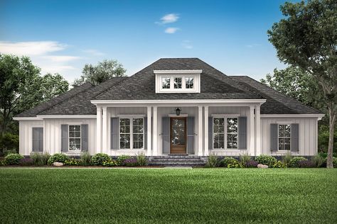 Modern-farmhouse House Plan - 3 Bedrooms, 2 Bath, 2588 Sq Ft Plan 50-406 Acadian House Plans, Southern Style House Plans, American House Plans, Coastal House, American Houses, Hip Roof, Contemporary Style Homes, Farmhouse House, Farmhouse Plan