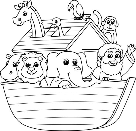 Download Noahs Ark Isolated Coloring Page for Kids for free Noah’s Ark Kindergarten, Noah’s Ark Coloring Page Free, Noah's Ark Coloring Pages, Noah’s Ark Crafts For Kids Easy, Noahs Ark Craft, Ark Craft, Bible Coloring Sheets, Jesus Coloring Pages, Children's Church Crafts