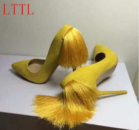 >> Click to Buy << 2017 New Fashion Tassel Women Pumps Fringe Pointed Toe Slip-On Zapatos Mujer Shoes Woman High Heels Wedding Shoes Real Photo #Affiliate Tassel Decoration, Fringed Dress, Celebrity Shoes, Large Size Womens Shoes, Tassel Shoes, Heels Wedding, Lady Shoes, Boots For Short Women, Buckles Fashion