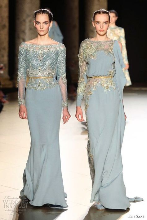 Gorgeous Modestly Dressed, Powder Blue Gown, Ellie Saab, Mode Hijabi, Elie Saab Fall, Elie Saab Couture, Fancy Gowns, Blue Tone, فستان سهرة