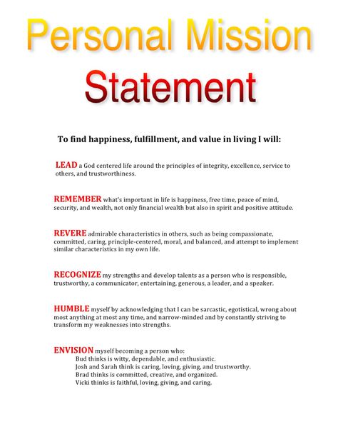 Personal Mission Statement examples for College Students Personal Vision Statement, Personal Mission Statement Examples, Vision Statement Examples, Mission Statement Template, Writing A Mission Statement, Mission Statement Examples, Personal Mission Statement, Personal Mission, Vision Statement