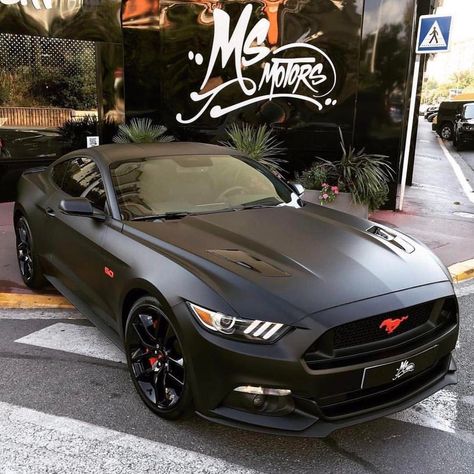 Matte Ford Mustang GT 5.0  Tag a friend who would love this! Customized by @msmotors & @pieromsmotors - #msmotors #fordmustang #mustang… Mustang Matte Black, Matte Black Mustang, Black Mustang Gt, Black Mustang, Ford Mustang Shelby Gt500, Custom Muscle Cars, T-shirt Refashion, Car Mods, Ford Mustang Shelby