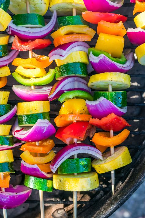 Grilled Veggies Skewers, Bbq Vegetable Skewers, Grilled Veggies On The Grill Skewers, Bbq Veggie Skewers, Grilled Peppers Bbq, Rainbow Veggie Skewers, Marinade For Veggie Kabobs Skewers, Kabobs On The Grill Veggie, Bbq Bell Peppers