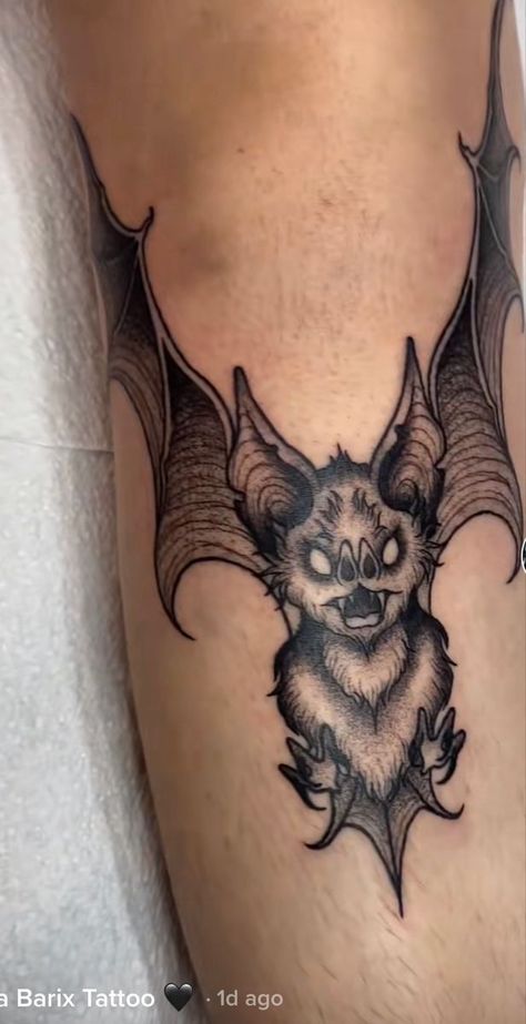 Bat On Knee Tattoo, Bat Tattoo Above Knee, Bat Tattoo Under Knee, Bat Tattoo On Leg, Bat Under Knee Tattoo, Bat Shin Tattoo, Bat Tattoo Leg, Bat Leg Tattoo, Moroccan Tattoos