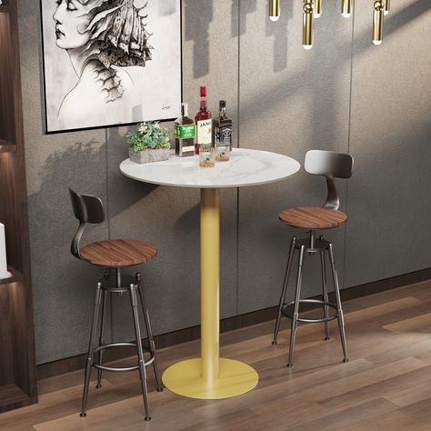 The Round White Slate Top Heavy Duty Bar Table is a stylish and functional addition to any home or commercial space. Cocktail Bar Table, Square Pub Table, Round Dinning Table, Round Pub Table, Table With Metal Base, Metal Cocktail Table, Kitchen Bar Table, Round Bar Table, High Top Tables