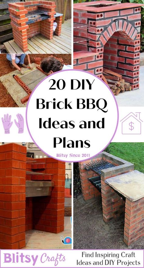 Bbq Brick Ideas How To Build, Outdoor Brick Barbeque Ideas, Diy Brick Bbq Grill Ideas, Stone Bbq Grill Backyards, Diy Brick Outdoor Kitchen, Brick Grill Outdoor Diy, Brick Bbq Grill Ideas, Outdoor Kitchen Design Brick, Brick Bbq Area Ideas Outdoor