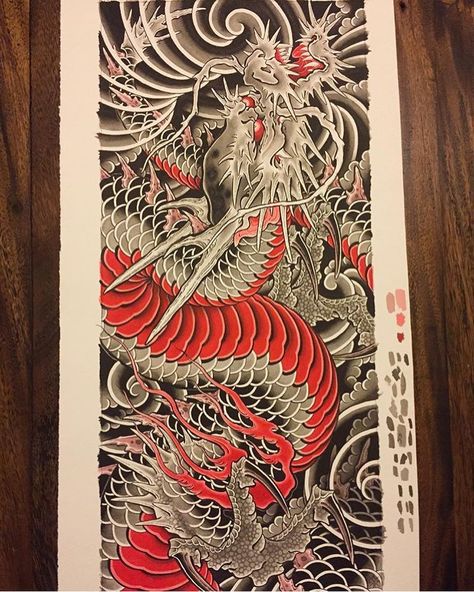 Epic dragon painting from @alexrusty FOR BOOKINGS Tato Phoenix, Tato Ikan Koi, Japanese Tattoos For Men, Dragon Painting, Dragon Tattoo Art, Japanese Dragon Tattoo, Ikan Koi, Japan Tattoo Design, Japanese Dragon Tattoos