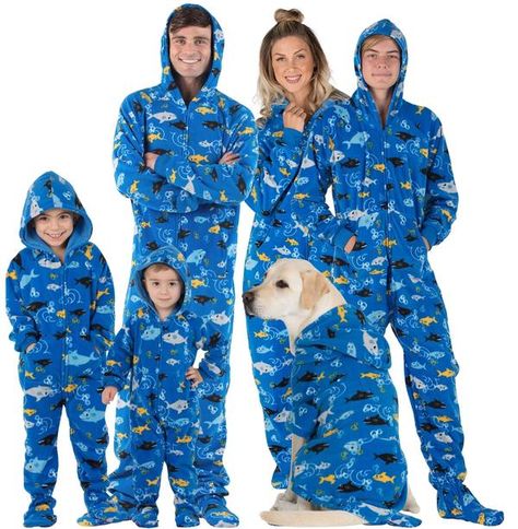 School Of Sharks, Adult Footie Pajamas, Matching Onesies, Family Matching Pjs, Hoodie Pajamas, Kids Onesies, Shark Hoodie, Footie Pajamas, Footed Pajamas