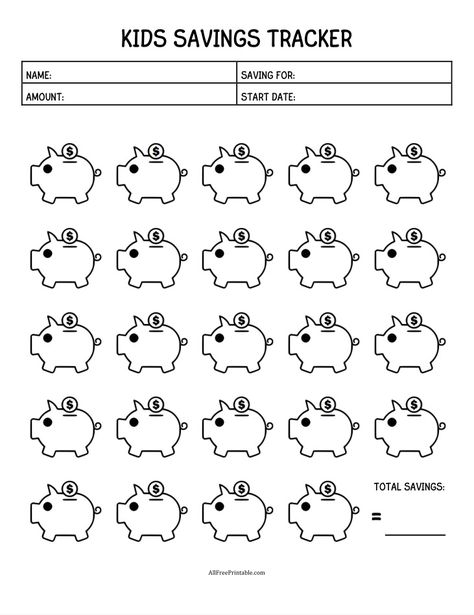 Kids Savings Tracker Kids Savings Plan, Savings Plan Printable, Monthly Savings Plan, Kids Money Management, Kids Saving Money, Savings Chart, Weekly Planner Free Printable, Weekly Planner Free, Saving Techniques