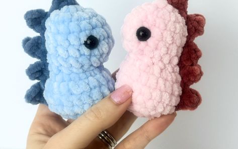 No Sew Triceratops, Simple Crochet Dinosaur, Cute Simple Amigurumi, Crochet Mini Football Free Pattern, Quick Dinosaur Crochet Pattern, Crochet Plushie Dinosaur, Small Dinosaur Crochet Pattern, Crochet Dino Keychain Pattern Free, 20 Minute Amigurumi