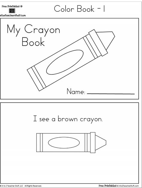 Crayon Colors Printable Book with 6 pages {free} Crayon Book, Preschool Color Activities, Colors Printable, Kindergarten Colors, Color Lessons, Preschool Colors, Teaching Colors, Color Book, Free Preschool