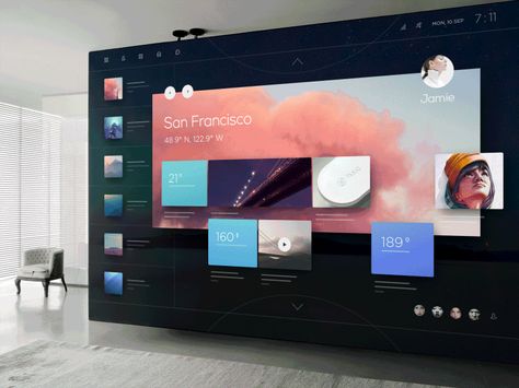 Digital walls Interactive Digital Wall, Digital Signage Design, Digital Signage Wall, Fluid Animation, Touchscreen Design, Ui Ux 디자인, Mobile Design Inspiration, Flat Tv, Gui Design