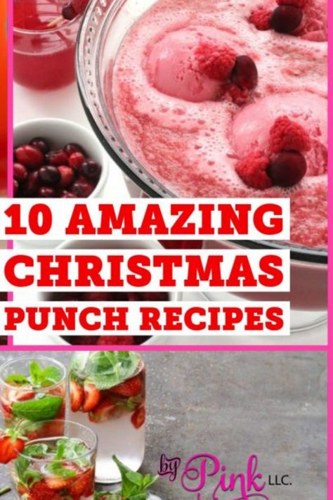 Punch Bowl Drinks, Christmas Party Punch, Non Alcoholic Christmas Punch, Christmas Beverages, Christmas Hosting, Drinks Nonalcoholic, Holiday Punch Recipe, Alcoholic Punch Recipes, Christmas Punch Recipes