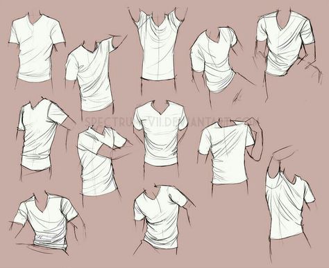 Shirts, positions, T-shirt; How to Draw Manga/Anime Corak Menjahit, Art Du Croquis, Drawing Hands, Drawing Eyes, Drawing Hair, Shirt Drawing, Seni 2d, Drawing Faces, 인물 드로잉