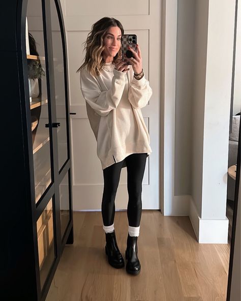 Good Morning And Happy Sunday, Sweatshirt Dress Outfit, The Sister Studio, Sister Studio, Happy Sunday Friends, Sunday Friends, Winter Dress Outfits, Sweatshirt Outfit, Athleisure Outfits