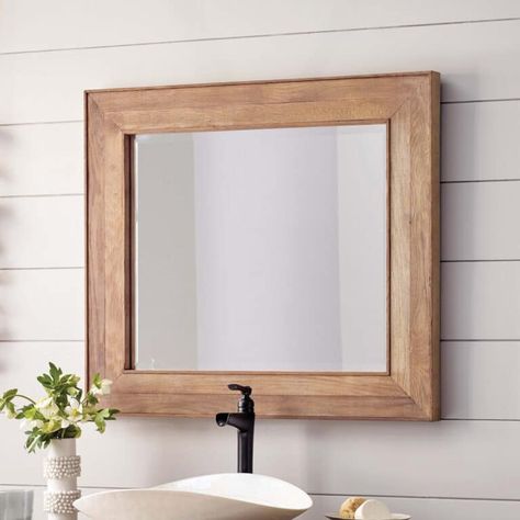 Bathroom Vanity Mirror Single Sink Rustic, Farmhouse Bathroom Framed Mirror, Farmhouse Half Bath Mirror, Rectangular Mirror Bathroom Farmhouse, Farm House Mirrors Bathroom, White Bathroom Wood Mirrors, Larre Bathroom Mirror Framed, Wood Vanity Mirror The Home Depot, Farmhouse Vanity Mirror Rectangle