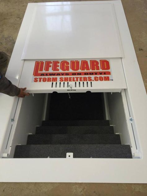 Garage Storm Shelter, Underground Storm Shelters, Storm Cellar, Storm Shelters, Tornado Shelter, Metal Building Designs, Underground Shelter, Panic Rooms, Underground Garage