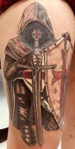 Knights Templar Tattoo, Templar Tattoo, Templar Knight Tattoo, Croatian Tattoo, Armor Of God Tattoo, Memorial Tattoo Designs, Archangel Tattoo, Patriotic Tattoos, Knight Tattoo