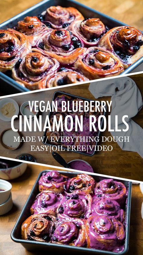 Blackberry Cinnamon Rolls, Blueberry Cinnamon Rolls, Vegan Bakes, Blueberry Frosting, Rolls Homemade, Blackberry Recipes, Vegan Cinnamon Rolls, Vegan Baking Recipes, Vegan Bakery